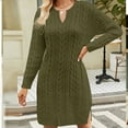 thumbnail image 2 of JGTDBPO Fall Sweater for Women 2024 Long Sleeve V Neck Cable Knit Chunky Bodycon Pullover Jumper Sweaters Mid Length Mini Knit Split Loose Casual Basic Going Out Dresses, 2 of 3