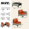 thumbnail image 3 of Haverchair Rattan Furniture Set 6 Pieces Wicker Patio Conversation Set Outdoor Rattan Sectional Sofa Couch Set with Thickened Cushions and Storage Glass Coffee Table for Outside Backyard,Orange, 3 of 10