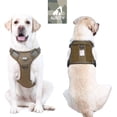thumbnail image 2 of Arnés antitirones para perros, arnés táctico transpirable y ajustable para perros medianos y grandes, chaleco reflectante duradero, grado militar, talla L, marrón y verde., 2 of 5