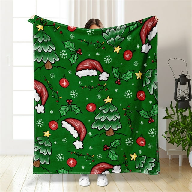 Décorations de Noël Extérieurescouverturecouvertures de Noël Rouge Blanc Flocons de Neige Rennes Confort Couverture Jetée de Noël Chaude Douillette Vacances Hiver Déco Maison Couvertures de Noëlcouverture en Polyester