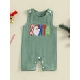 thumbnail image 4 of Suealasg Baby Boys Girls Christmas Overalls Plaid Santa Letter Embroidered Sleeveless Button Straps Jumpsuit, 4 of 9