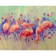 thumbnail image 2 of Boho Hue Studio 32x26 Gold Ornate Wood Framed with Double Matting Museum Art Print Titled - Flamingo Party, 2 of 4