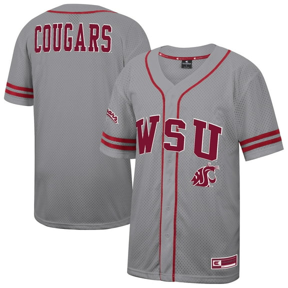 Men's Colosseum Gray Washington State Cougars Free Spirited Baseball Jersey