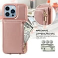 thumbnail image 2 of SaniMore RFID Blocking Wallet Case for iPhone 13 Pro, Crossbody Zipper Purse Case for Women/Girls, Wrist Strap PU Leather Card Holder Kickstand Cover for Apple iPhone 13 Pro, Rosegold, 2 of 9