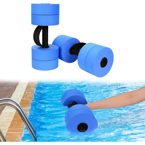 Adoreal Aquatic Exercise Dumbbells Water Dumbbell Pool Resistance Aquatic Fitness Barbells with 4 High-Density EVA Foam Pool Weights Dumbbells, for Water Aerobics Weight Loss blue Short 2 EVA