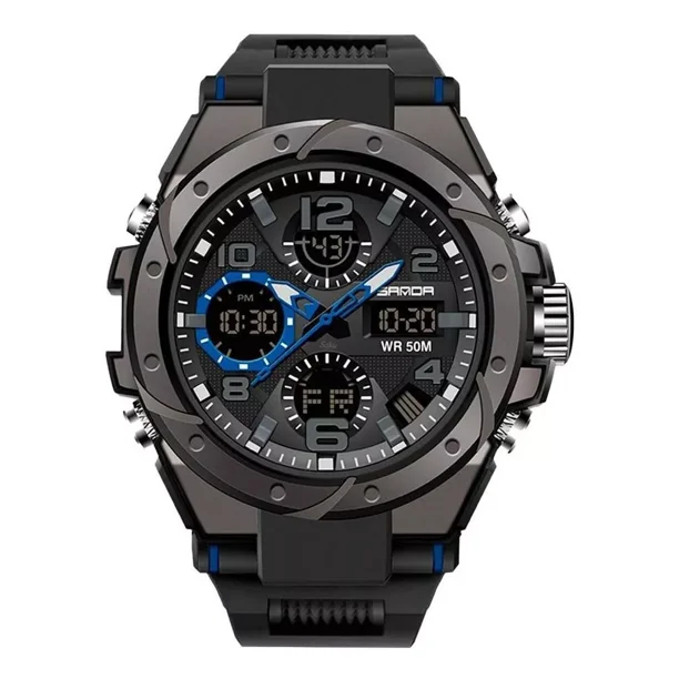 Reloj Dual Digital Led Militar Uso Rudo Contra Agua 5 Bar Sd Color del bisel Azul