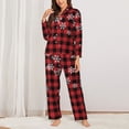thumbnail image 2 of Honeii Red Buffalo Plaid Print Women's Pajama Sets Long Sleeve Button Down Sleepwear Nightwear Soft Pjs Lounge Sets 2PCS-Medium, 2 of 7