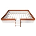thumbnail image 3 of Bellemave Queen Size Floor Bed with Stairs and Fence Guardrails Floor Bed Frame with Bed Slats PU Leather Upholstered Daybed(Queen, White + Brown), 3 of 10