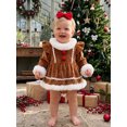 thumbnail image 3 of RUINIXCW Baby Girls Gingerbread Costume Christmas Plush Romper Dress Cute Headband, 3 of 8