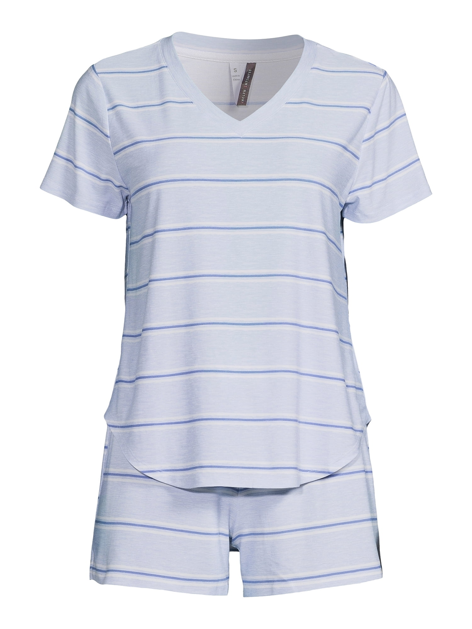 Jaclyn Women’s Short Sleeve V-Neck T-shirt and Shorts Set, 2-Piece