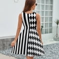 thumbnail image 6 of Black And White Harlequin Diamonds And Stripes Sundress Sleeveless Dress Summer Women Clothes Dress for Women Dresses, 6 of 7