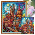 thumbnail image 1 of (16CTAEE-609__C__ 40X55) Hilo algodón ecológico bordado 16CT 2 hebras impresión 40*55cm castillo colorido el cielo estrellado kit serie paisaje en punto cruz, 1 of 9