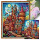 thumbnail image 1 of Hilo de bordar de algodón ecológico completo, estampado de 16CT, punto de cruz de Castillo colorido, 40x55cm, 1 of 9