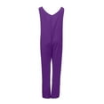 thumbnail image 4 of Dazajoo Solid Color Cotton Linen Jumpsuits for Women V Neck Sleeveless Spaghetti Casual Loose Fit Long Pants Jumpers 2024 Summer Women's Baggy Flowy Rompers,Purple,XL, 4 of 7