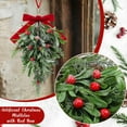 thumbnail image 6 of laqbezok 2 Pcs 16'' Christmas Mistletoe Picks Decor, Artificial Mistletoe Kissing Ball Decoration, Xmas Hanging Bunch Ornament with Red Velvet Bow Red Berries Pine Cones for Home Door Decor, 6 of 14