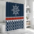 thumbnail image 5 of Navy Blue Coastal Shower Curtain Set - 48" x 72" Washable Bathtub Curtain with 12 Hooks, Nautical Ocean Sea Rudder Abstract Art Waterproof Fabric Stall Shower Curtains for Bathroom/Bathtub Décor, 5 of 6
