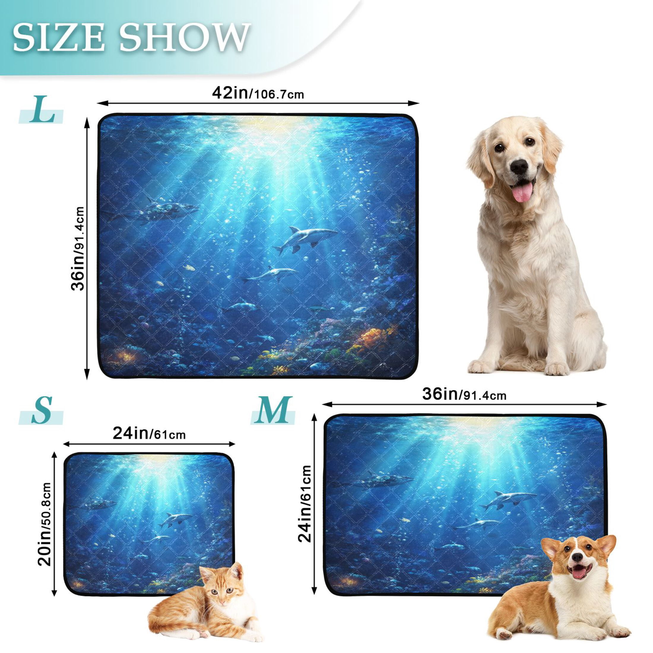 Washable Pet Pee Pads with Super Absorbent Reusable Training Pads for Dogs & Cats Deep Blue Ocean
