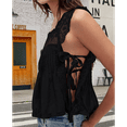 thumbnail image 7 of Women Lace Vest Tanks Y2K Sleeveless Split Side Tie Tank Top Sheer Ruffle Shirt Summer Going Out Crop Tops Black L, 7 of 7