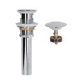 thumbnail image 1 of Tapón de drenaje de fregadero de cobre y acero inoxidable para baño, lavabo, fregadero, pieza de drenaje para cocina doméstica, plata con rebosadero, 1 of 10