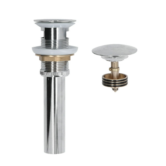 Tapón de drenaje de fregadero de cobre y acero inoxidable para baño, lavabo, fregadero, pieza de drenaje para cocina doméstica, plata con rebosadero