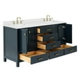 thumbnail image 6 of ARIEL Cambridge 66 Inch Double Rectangle Sink Bathroom Vanity With Carrara White Quartz Countertop 1.5 Edge In Midnight Blue, 6 of 7