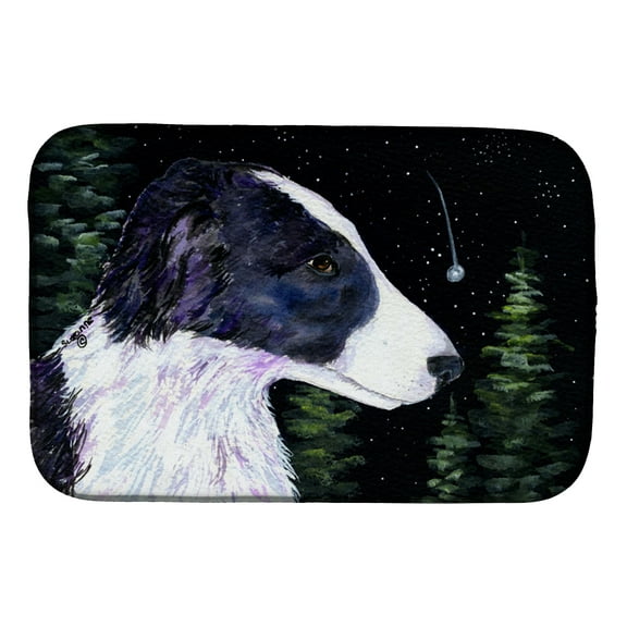 Starry Night Border Collie Dish Drying Mat