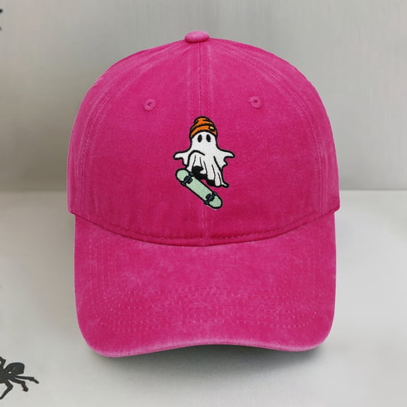 LIZUOJUN Baseball Cap for Men and Women Halloween Skateboard Ghost Embroidered Hat Washed Vintage Adjustable Soft Cotton Street Style Casual Hat, A