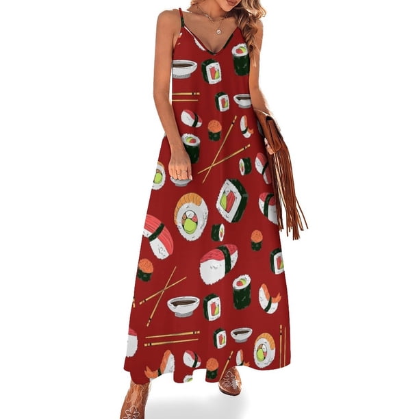 Vestido sin mangas de sushi Vestido de noche para mujer Ropa de fiesta Vestido largo de verano para mujer Vestido de verano suelto