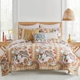 thumbnail image 4 of Levtex Home - Bertelli Off-White - Euro Sham - Medallion Tile - Orange, Ochre, Pink and Off-White - Quilted (26x26in.) - No Insert - Cotton, 4 of 5