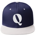thumbnail image 2 of Daxton Classic Snapback Hat 3D Capital Alphabet Letters Flat Bill Visor Cap, Navy White Hat White Letter Q, 2 of 3