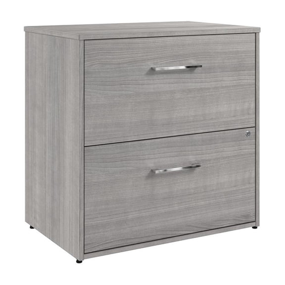 Maklaine Engineered Wood 2 Drawer Lateral File Cabinet in Platinum Gray