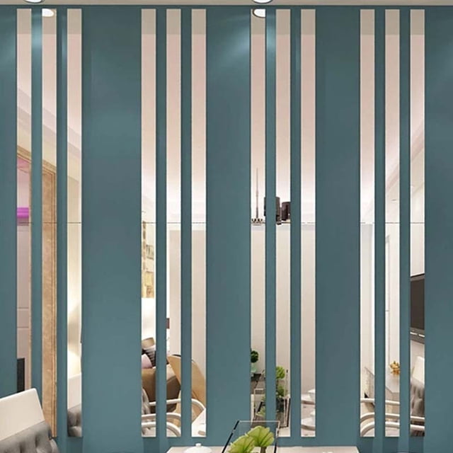 20 Piezas Pegatinas De Pared De Espejo, Espejos Decorativos Modernos 3D Para Sala De Estar Dormitorio-Plata, 5 * 50 Cm ACTIVE Biensenido a ACTIVE
