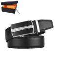 thumbnail image 1 of Men's Belt, Silver Buckle Leather Belt for Men, Adjustable Automatic Buckle Belt 3.5cm * 130cm (Box Included), Business Leather Belt, Holiday Gifts Ma, 1 of 5