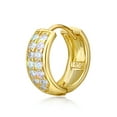 thumbnail image 5 of Wellingsale Ladies 14k Yellow Gold Polished 5mm CZ Hoop Huggies Earrings (13 x 13 mm), 5 of 7