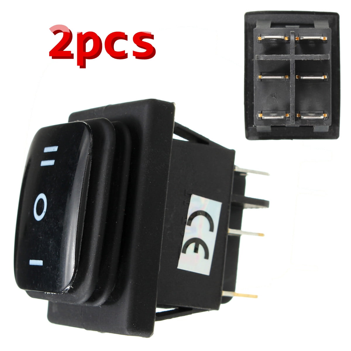 12V Waterproof 6Pin DPDT Locking ON-OFF-ON Rectangle Rocker Switch