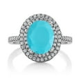 thumbnail image 2 of Gem Stone King 2.36 Ct Oval Green Turquoise 925 Sterling Silver Ring (Size 9), 2 of 4