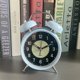 thumbnail image 5 of Reloj despertador de 4 pulgadas, cuarzo, analógico, vintage, doble campana, con alarma fuerte y luz nocturna, caja de metal (azul), 5 of 5