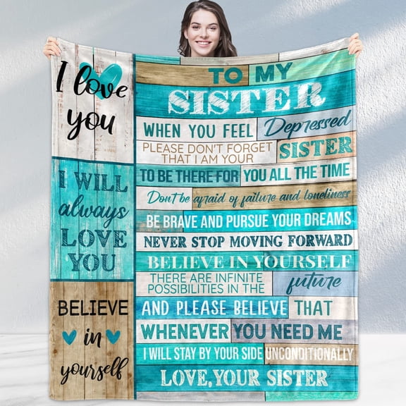 Sisters Gifts from Sisters,Sister Birthday Gifts from Sister Throw Blanket Sister Gifts to My Bestie Valentines Gifts Warm Cozy Flannel Blanket for Bedding Sofa (60"X50", Sister Gifts)