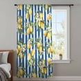 thumbnail image 4 of Lemon Flowers Sheer Curtains 63 Inches Long, Botanical Leaves Blue Vertical Stripes Light Filering Curtains, Breathable Simi Curtain Privacy Drapes for Living Room Bedroom Window Treatment, 4 of 9