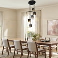 thumbnail image 3 of Black and Gold Dining Room Light Fixture 5-Light Modern Smoked Glass Clsuter Chandelier Black Industrial Kitchen Island Pendant Lights 14.6'' Farmhouse Chandeliers for Dining Room, 3 of 8