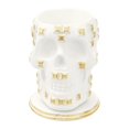 thumbnail image 1 of Portalápices de resina con forma de calavera para oficina, escritorio, almacenamiento de brochas de maquillaje blanco, 1 of 9