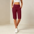 thumbnail image 6 of Women's Bermuda Long Shorts 14" Knee Length Capris with Pockets High Waisted Athletic Casual Shorts for Women Wine XXL, 6 of 8