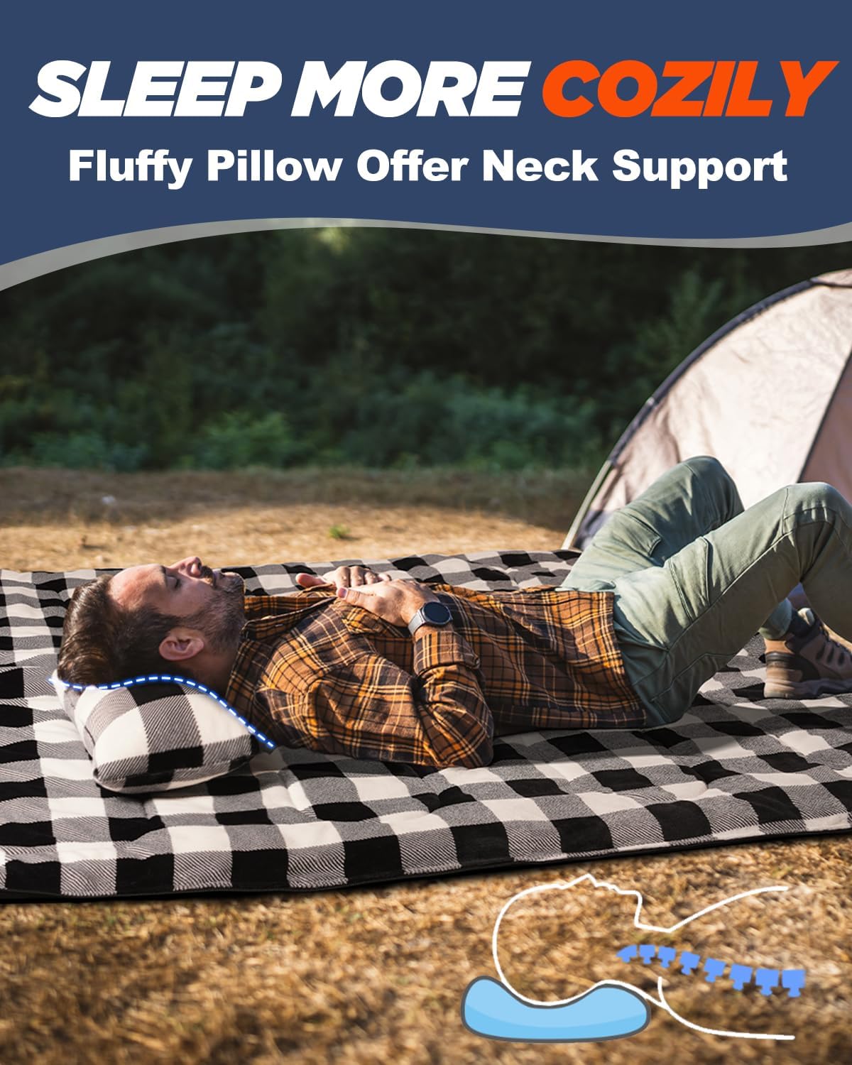 Flannel Sleeping Bag for Adults Mens with Pillow, XL Cold Weather 30 Degree 4 Season Camping Large Big and Tall Bags Compression Sack