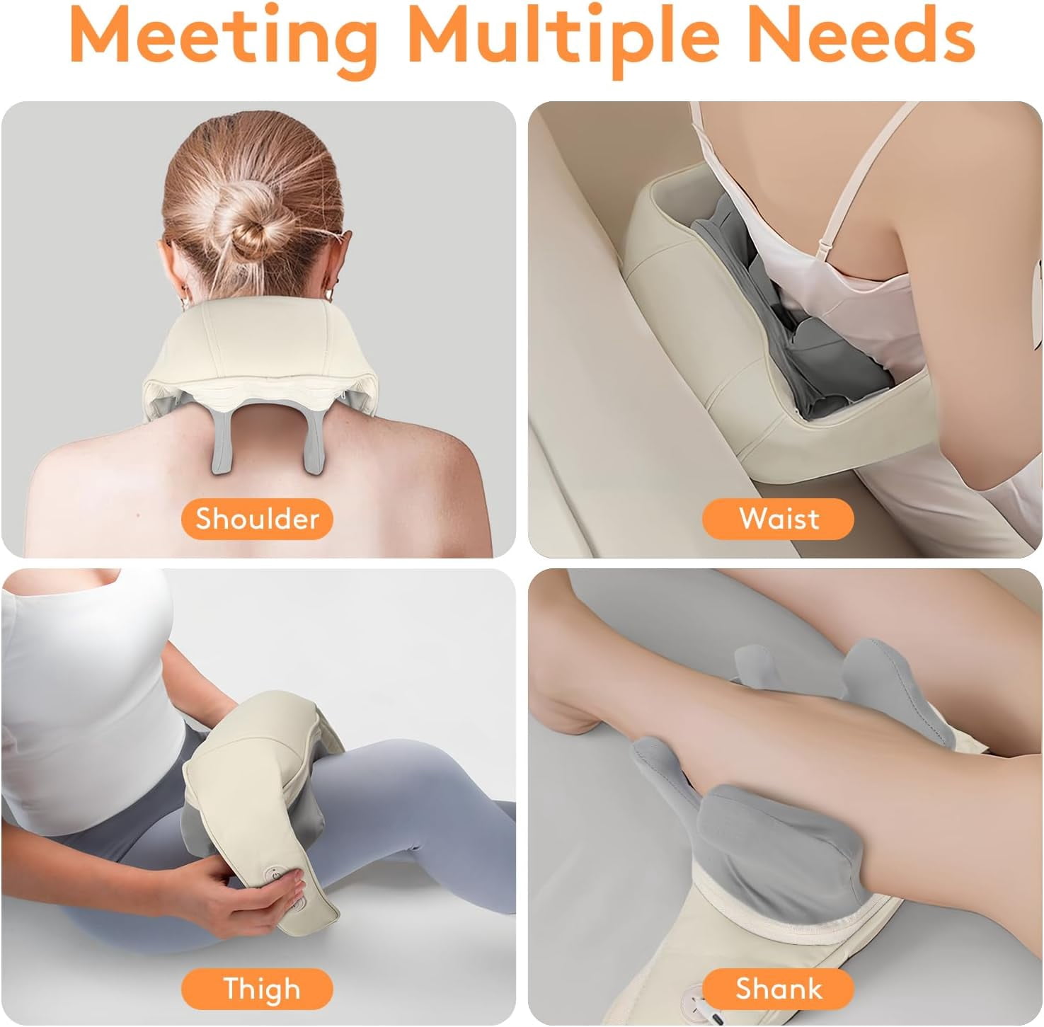 Gintenco  Neck Massager with Heat, back massager for pain relief deep tissue, electric Shiatsu Neck and Shoulder Massager Tools, Muscle Pai Relief, Office, Home & Car, birthday gifts, Beige.