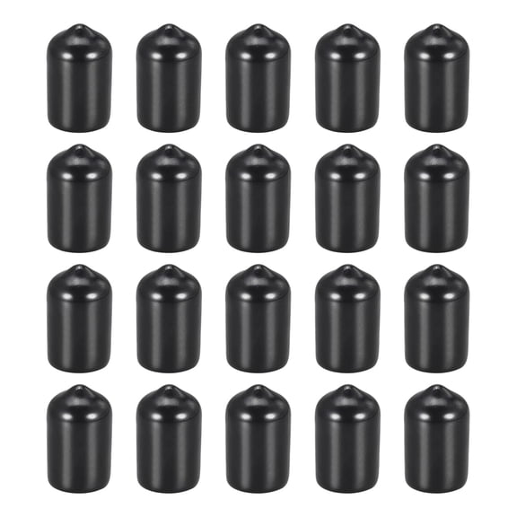 20 Pack 3/8" ID Black Screw Thread Protectors Rubber End Caps Bolt Covers for Screw Bolt Furniture Pipe