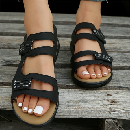 

mtvxesu Sandals Women Women s Flat Bottom Striped Shoes Lightweight Beach Sandals Casual Shoes Summer Sandals for Women 2024 Barbecue or Yard Party Limited Time Offer
