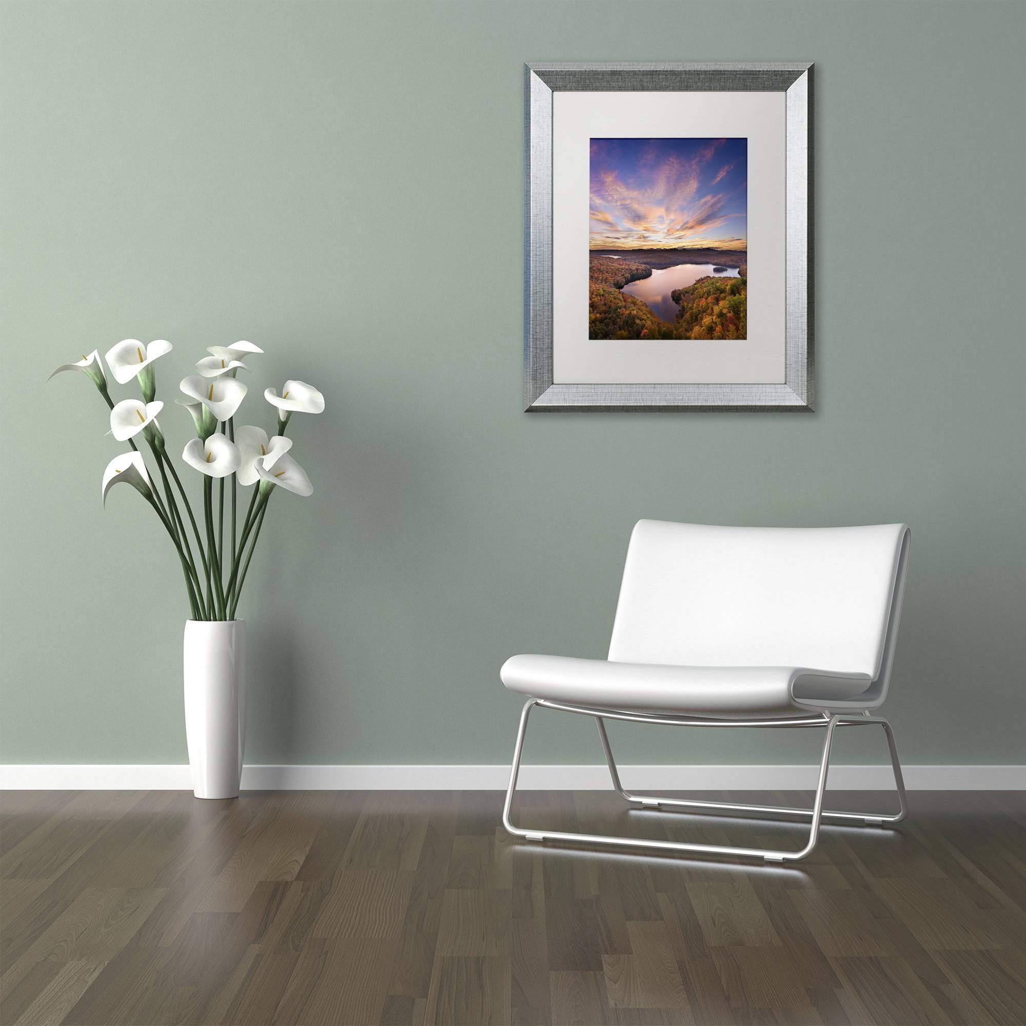 Trademark Fine Art "View from the Ledge" Canvas Art by Michael Blanchette Photography White Matte, Silver Frame