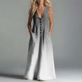 thumbnail image 6 of Guieoi Summer Dresses for Women under $10 Plus Size Flowy Buttoned Cotton-Linen Loose Pocket Sleeveless Printed Gradient Maxi Dress Gray M, 6 of 7
