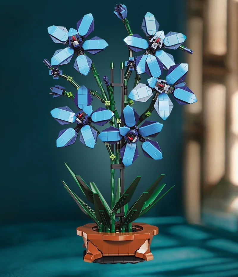 Blue Orchid Cymbidium Faberi Flower Compatible with LEGO Flower