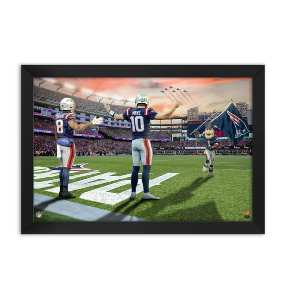 Stefon Diggs and Drake Maye New England Patriots Framed Two-Player Art Print